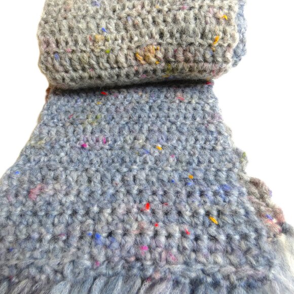 Gray & Blue Alpaca Wool Scarf Warm Soft 90"x6.5" Handmade Crochet Hand Knit NWT - Picture 10 of 12